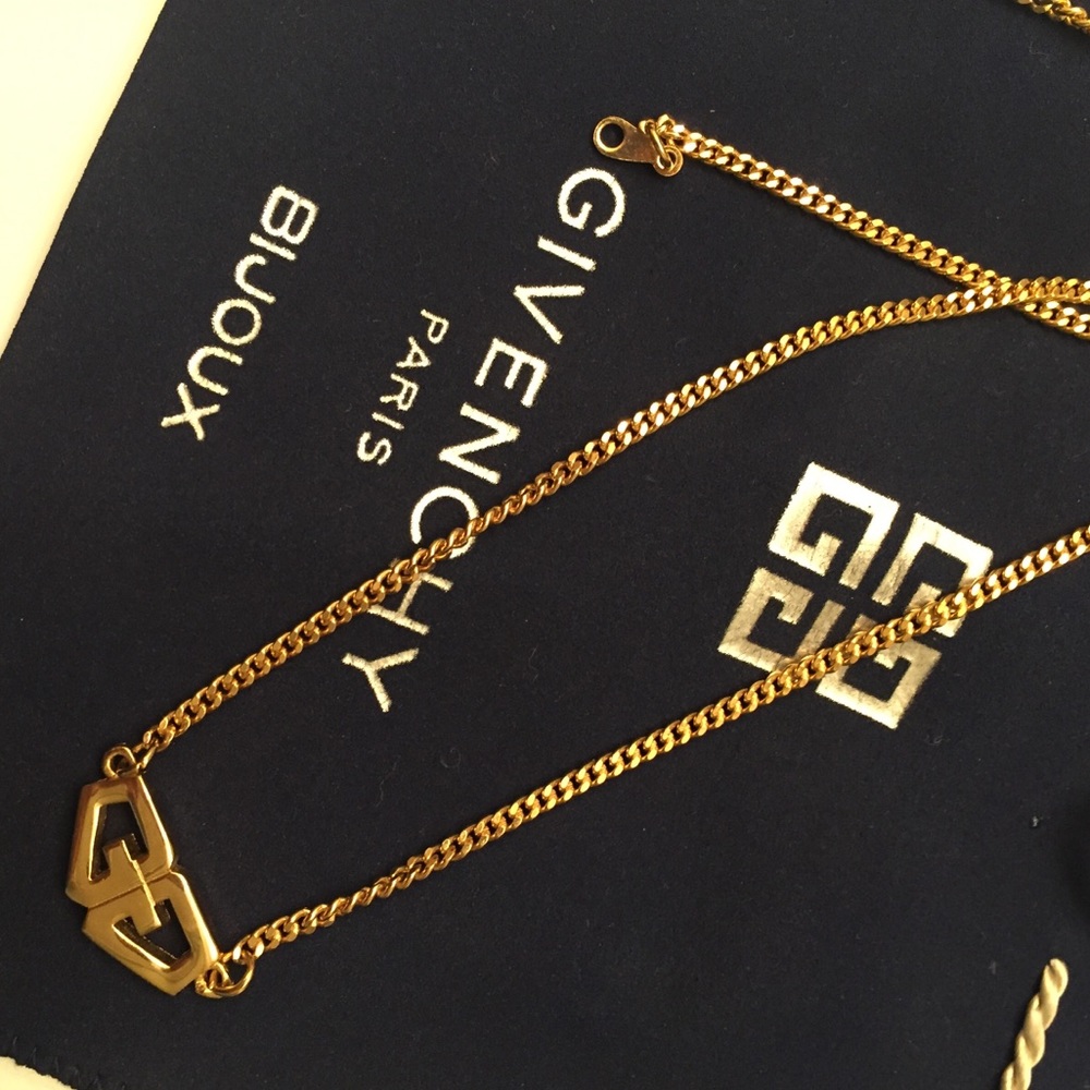 Vintage Givenchy Gold Logo Necklace